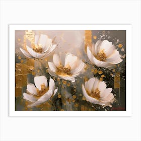 White Flowers With A Touch Of Gold Pt. 3 Art Print