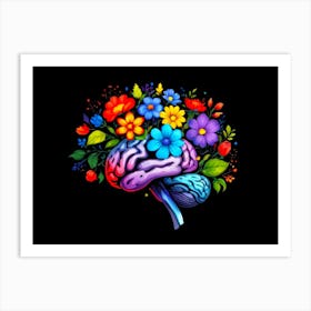 Brain With Flowers Art Print