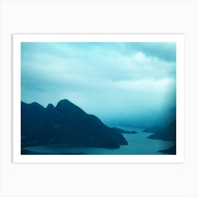 Patagonia Mountains and Sea Landscape  Art Print Art Print