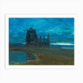 Whitby Abbey Yorkshire 1910 Painted by Albert Goodwin Wall Art Print | Fully Remastered Clear and Bright for Gloomy Gothic Vampire Altar Wall Feature in HD Art Print