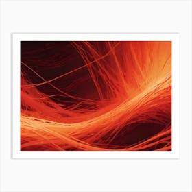 Abstract Background With Flowing, Interconnected Strands Of Vibrant Red And Orange, Depicting Data Or Energy Flow Art Print