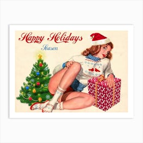 Santa's Sexy Pinup Girl Art Print