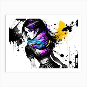 Girl With Paint Splatters 4 Art Print