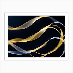 Abstract Image Of Flowing, Golden And Silver Ribbons, Creating A Luxurious And Elegant Background Art Print