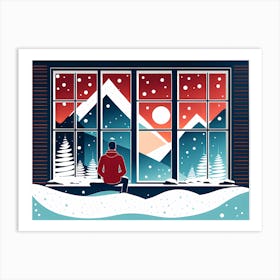 Christmas Window 4 vector art Art Print