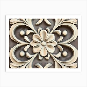 Seamless Relief Sculpture Designation Retro Pattern Geometry Cross Frame Line 1 Art Print