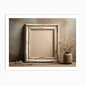 Vintage Textured Cardboard Frame Holding An Artistic Design Edges Worn And Gently Curling Patina O (4) 1 Art Print