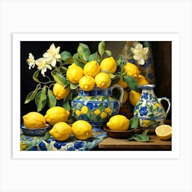 Lemons And Flowers Art Print