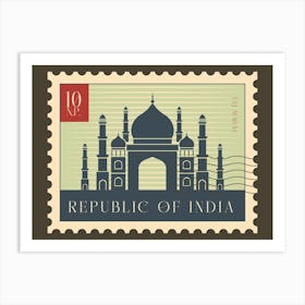 Taj Mahal Postage Stamp Of India Travel Art Print