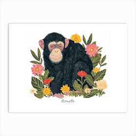 Little Floral Bonobo 1 Poster Art Print