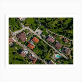 Aerial View Of A Village Italy, Vercurago, Art Print