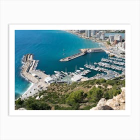 Blue Mediterranean Sea and marina in Calpe Art Print