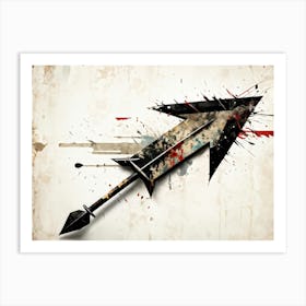 Arrow Icon Embodying Progress And Time Incorporates A Grunge Aesthetic With Splattered Paint On A V (1) Art Print