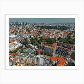 Milan cityscape photography from bird's eye view. Milan architecture Art Print