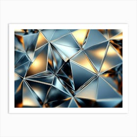 3d Shiny Metallic Triangles Forming Complex Pattern Art Print