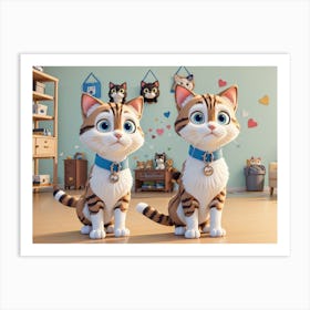 Two Cats In A Room Art Print