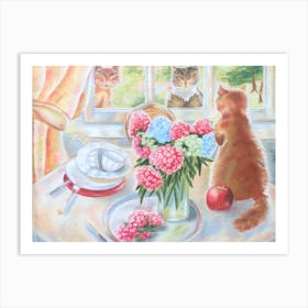 Cats At The Window Art Print