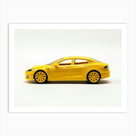 Toy Car Tesla Model S Yellow Art Print