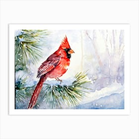 Cardinal In The Snow Art Print