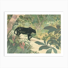 Black Panthers Tropical Jungle Illustration 1 Art Print