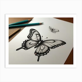 Butterfly Drawing 5 Art Print