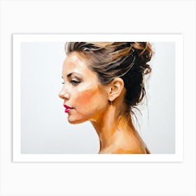 Side Profile Of Beautiful Woman Oil Painting 83 Art Print