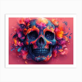 Day Of The Dead Skull.Generated AI. Wall Art Print Art Print