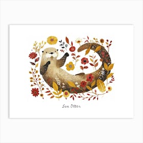 Little Floral Sea Otter 1 Poster Art Print