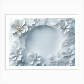 White Paper Flower Frame Art Print