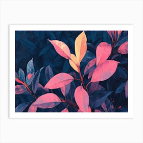 Pink Leaves Art Print