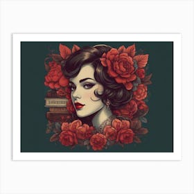 Roses And Books Art Print