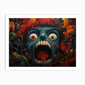 Big Head Masked Screaming Mouth Opened Art Print