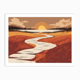 Sunset In The Field VECTOR ART Art Print