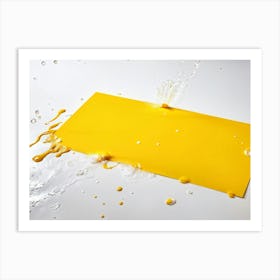 An Expressionistic 3d Concept Art Of A Signal Yellow Sheet Of Paper With White Color Splashes Erupti Art Print