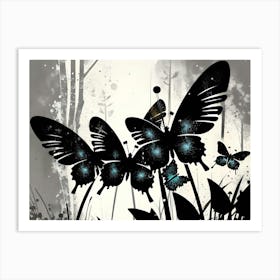 Black Butterflies 1 Art Print