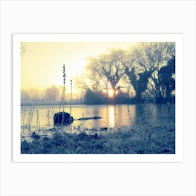 Sunrise Over A Frozen Lake frost countryside  Art Print