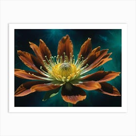 A Close Up Shot Of A Brown Flower With A Yellow Center Art Print