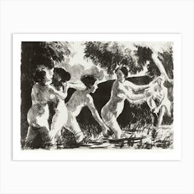 Bathers Wrestling (ca. 1896), Camille Pissarro Art Print