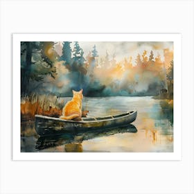 Lake Serenade Cat Afloat Art Print