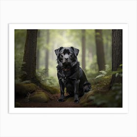 Black Labrador In The Forest Art Print