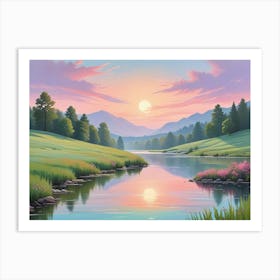 Sunset By The River Art Print