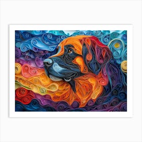 Tibetan Mastiff Paper Quilling Dog Portrait Art Print