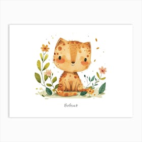 Little Floral Bobcat 3 Poster Art Print