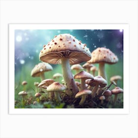 Mushrooms In The Forest 1 Art Print