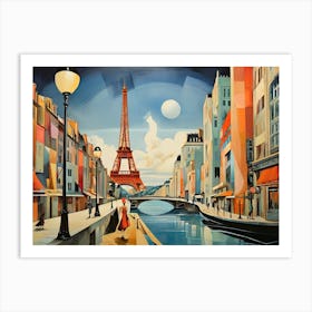 Vintage Cubist Travel Poster Paris Art Print