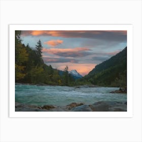 The Sunset Deposits Water And Mountains Art Print