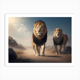 Lions Walking Art Print