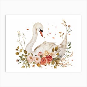 Little Floral Swan 2 Art Print