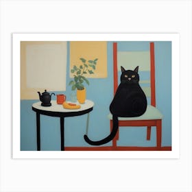 Black Cat In A Chair 1 Art Print