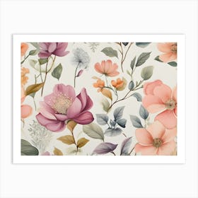 Watercolor Floral Pattern Art Print